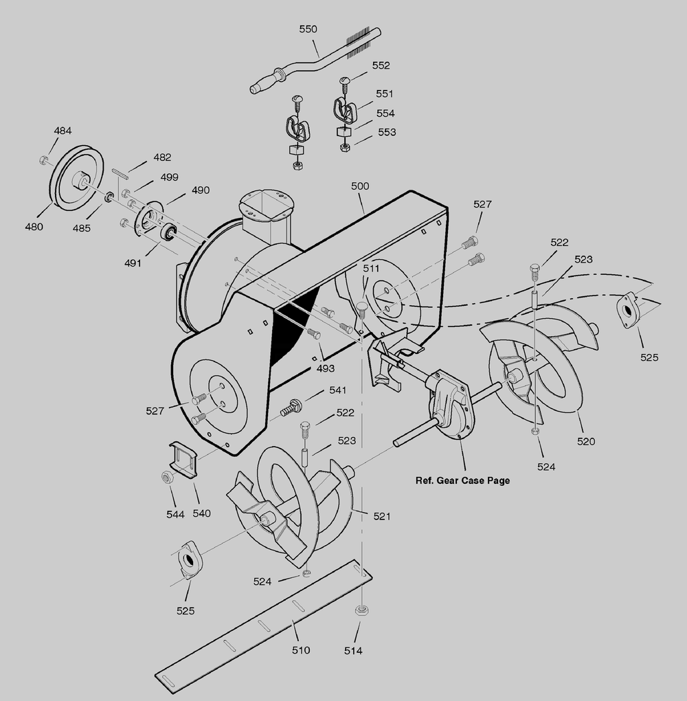 Auger Housing Diagram and Parts List for 629109X85A 2004 Briggs and Stratton Snow Blower